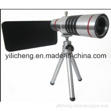 Universal 12X Zoom Optical Lens Mobile Phone Telescope +Tripod+Clip+Retail Box for iPhone6 5 Sumsung HTC Aluminum Telescope Lens